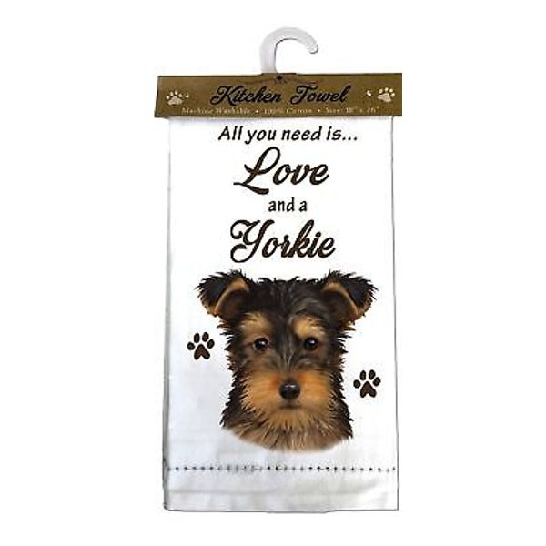 Yorkie pup Kitchen Towels Off-white