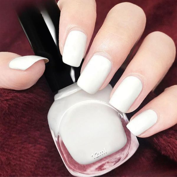 12ML White Nail Polish,Milky White Nail Polish,Quick Dry Nail Varnish,Quick Dry &Long Lasting Nail Paint,Long Lasting Nail Polish,No Need Baking Nail Varnish,Nail Polish for DIY Nail Art Manicure