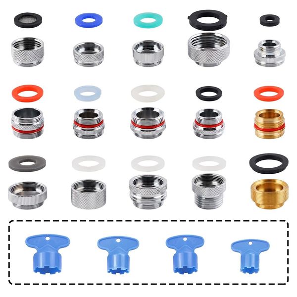 15pcs Faucet Adapter Kit,Brass Faucet Aerator Adapter Set Male Female  ,Hose