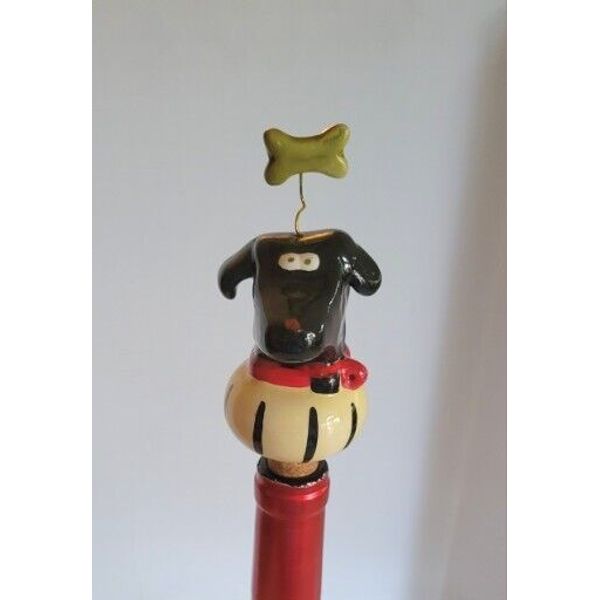 Black  (Any ) Dog Cork  Bottle  Stopper Hand Decorated Ceramic