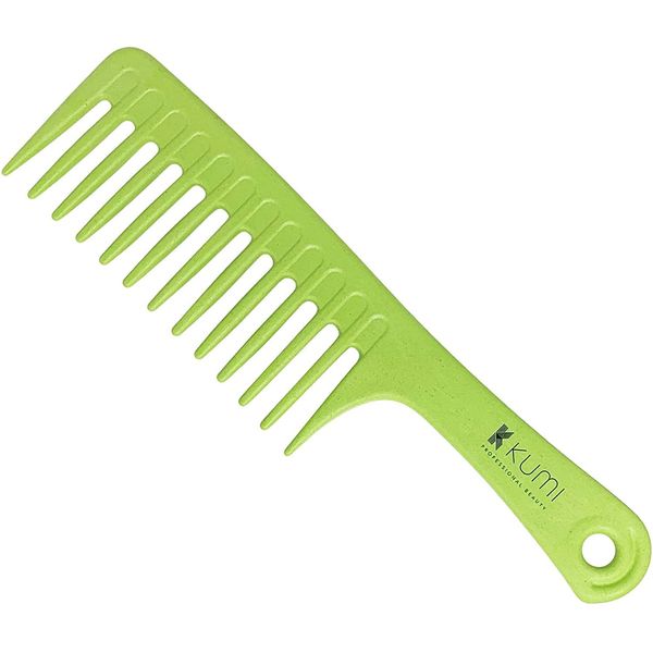 Kumi Wheat Eco-Friendly Shampoo Rake Green - Wide Teeth Detangling Comb