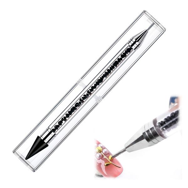 PZJFH Black Rhinestone Picker Pen With Transparent Box,Diamond Art Pen,Dual-ended Wax Pencil Rhinestone Applicator for DIY Crafts Painting Cross-Stitch Nail Art Gem Pick Up Tool