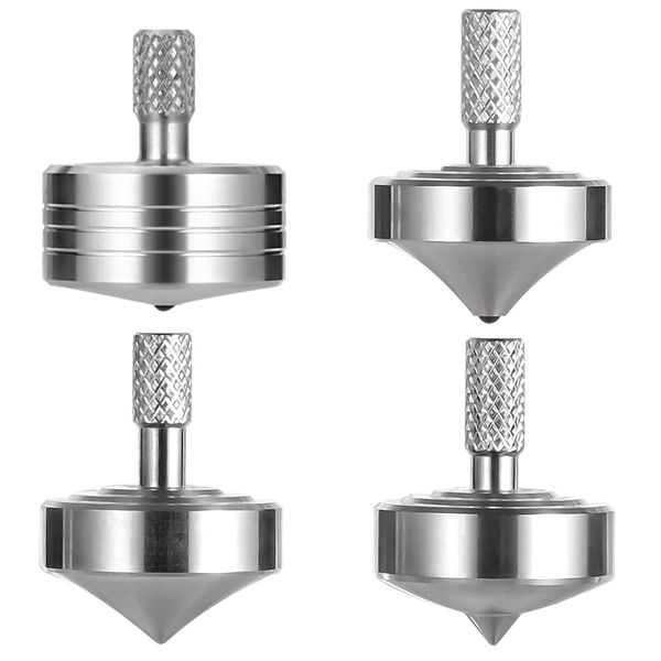 CHEETOP Stainless Steel Spinning Top, Precision Mini Desktop Gyroscope, Kill Time Reduce Stress ADHD Toys, Perfect Balance Gyro (4PCS Style 1+Style 2+Style 3+Style 4)