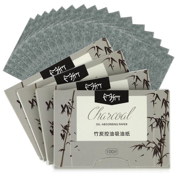 Sibba 400 Counts Natural Oil Blotting Sheets Skin Oil Control Film Oil Absorbing Sheets Friendly Blotting Papers Portable Bamboo Charcoal Tissues Fit Facial Makeup Travel Clean Face