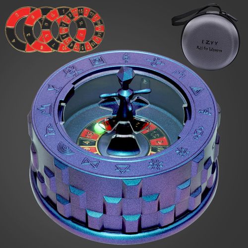 CZYY Roulette Dice - 7-in-1 Metal Spinner Dice Set, Unique Spinning Dice, Desk Fidget Gadget - Cool DND Role Playing Dice, Gift & Accessories for D&D, Tabletop RPG, Board Game (Blue)