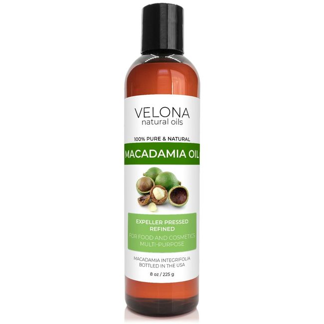 Macadamia Nut Oil By Velona - 8 oz Refined Expeller pressed Skin, Hair Body Face