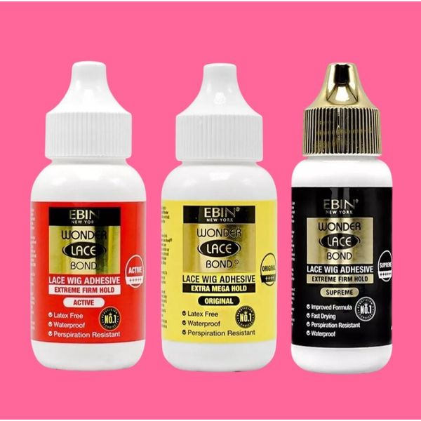 EBIN WONDER LACE BOND 1.18OZ WATERPROOF WIG ADHESIVE ( 3 Bottles)