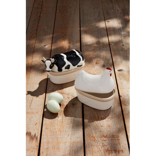 Mud Pie 5 x 6 1/2" Lidded Dish, Cow