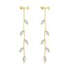 Philip Jones Gold Plated Leaf Dangle Earrings Created with Zircondia® Crystals