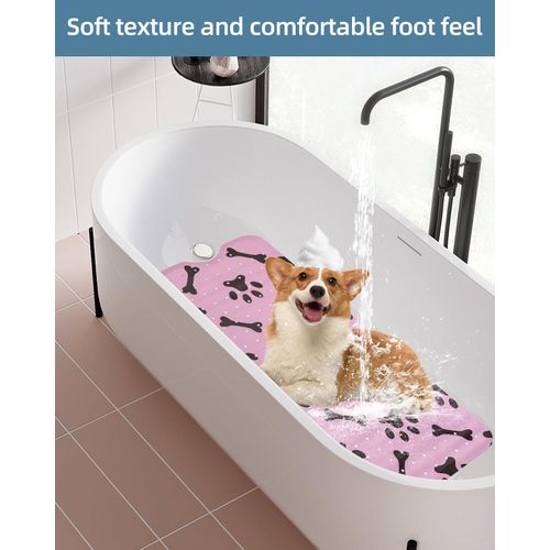 Dog Bath Mat for Tub Non-Slip Pet Bathtub Mat Fast Dry Dog Shower Attachment Mat Senior Friendly Dog Bath Supplies (Pink
