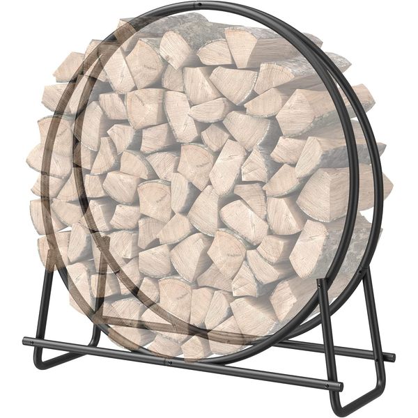 41 Inch Firewood Rack, Firewood Log Hoop for Indoor Fireplace Wood Storage Ring,