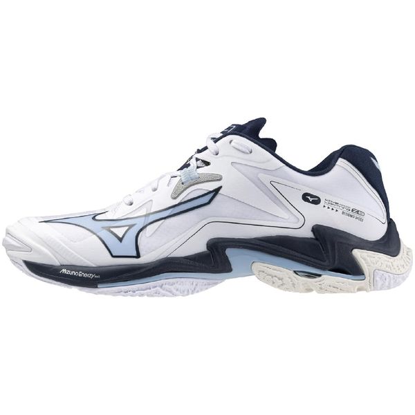 Mizuno Wave Lightning Z8 Volleyball Shoes, Club Activities, Indoor, Wide, Lightweight, Indoor, White x Navy x Saxophone