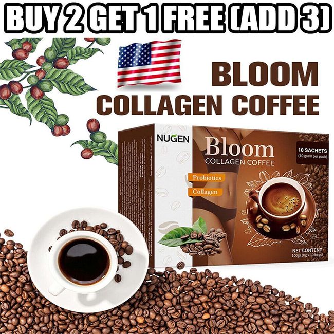 NUGEN Bloom Collagen Coffee -Pure organic coffee  (10 bags/box) US FREE SHIPPING