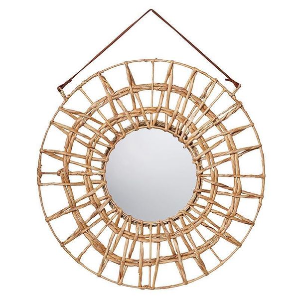 Loose Rattan Mirror, 24" Dia x 0.5"D, Wall Mirrors, Set of 1