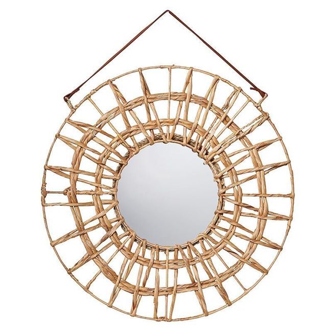 Loose Rattan Mirror, 24" Dia x 0.5"D, Wall Mirrors, Set of 1