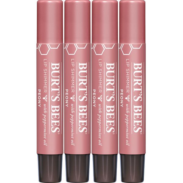 Burt's Bees Lip Shimmer, Caramel, 2.7 ml Tubes (Pack of 4) (Lip Makeup)