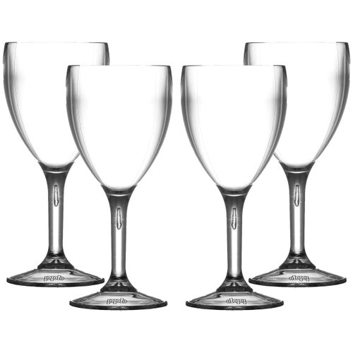 Virtually Glass Set of Elite Premium 9oz Wine Glasses Virtually Unbreakable Reusable Polycarbonate Plastic - Made in UK Height 17.3cm Max Diamete 7.5cm (4)