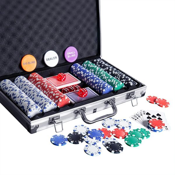 Homwom Poker Chip Set - 300PCS Poker Chips with Aluminum Case, 11.5 Gram Chips for Texas Holdem Blackjack