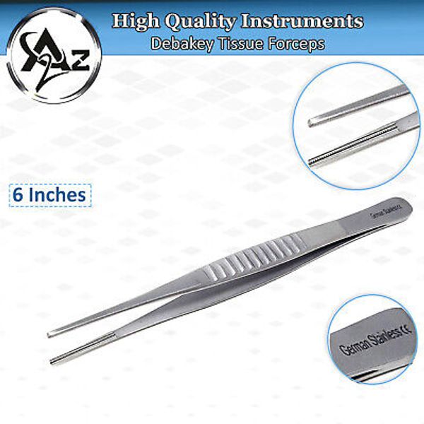 6" DeBakey Vascular Surgical Tissue Forceps Atraumatic Tweezer Clamp Serrated