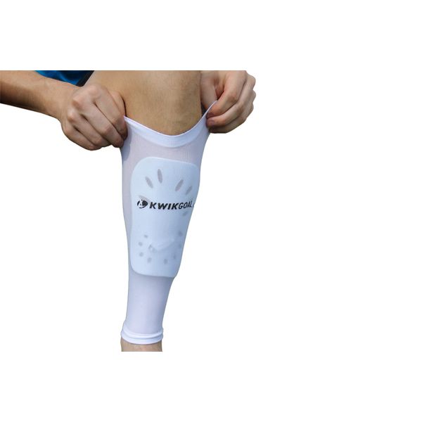 Kwik Goal Adult Deluxe Shin Guard Compression Sleeves, White