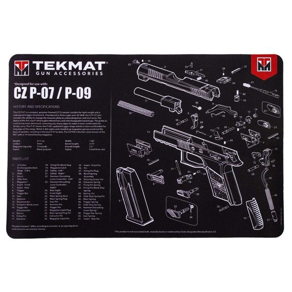 TekMat Gun Cleaning Mat for use with CZ P07, Black (TEK-17-CZP07)