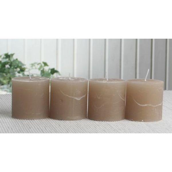 Set: 4X Rustik-Stumpenkerze, 5 x 5 cm Ø, Sand