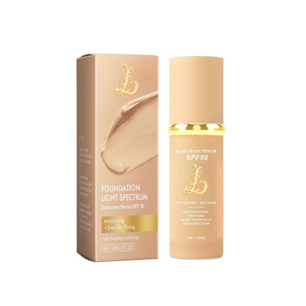 4-in-1 Mimic Foundation Hydrating Light/Medium Spectrum Full Coverage Lotion Foundation, Protecting from Sun with SPF 50+, 4-in-1 Concealer Waterproof (Light, Spectrum)