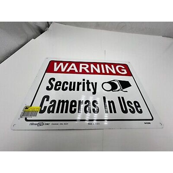 Qty 3 Hillman Warning Security Cameras in Use Signs 843296 10" x 14" x .25"