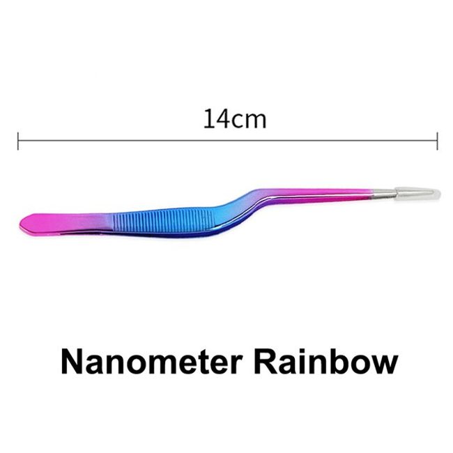 UPONMOON Rainbow Ear Tweezers Bending Ear Pick Long Holding Shape ENT Forceps Makeup Tool