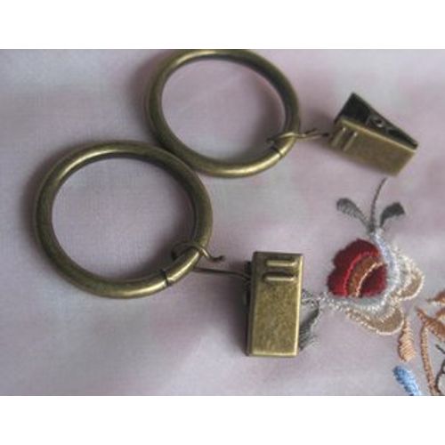 Antique Bronze Color Ring Clips Set of 12 for Cafe Curtain and More