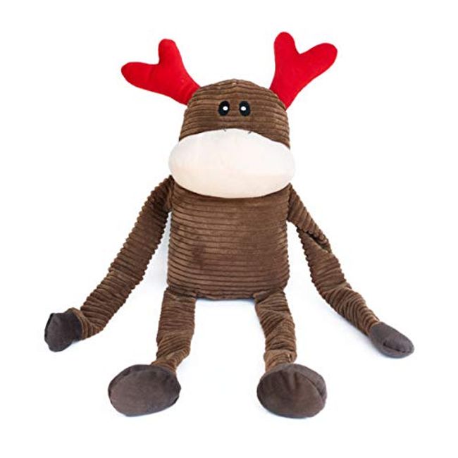 ZippyPaws - Holiday Crinkle Squeaky Plush Dog Toy Filled with Crinkle Paper and Stuffing - Extra Large, Reindeer