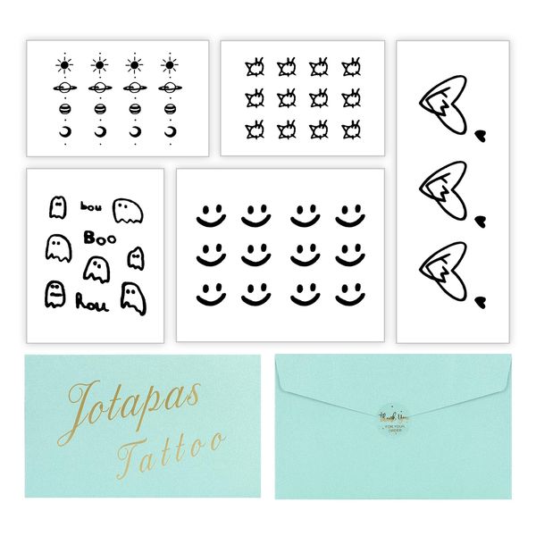 Jotapas, Small Temporary Tattoos, Cute Tattoos, Semi Permanent Tattoo, Finger Tattoos, Waterproof Safe Easy Long Lasting Plant Based Temporary Tattoo Paper,5 Sheets