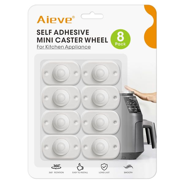 Aieve Appliance Wheels for Kitchen Appliances, 8 Pack Appliance Slider, Self Adhesive Mini Caster Wheels, 360 Degree Swivel Wheels for Moving Coffee Maker, Cooker, Air Fryer