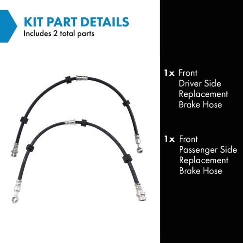 TRQ Front Brake Hose Set Driver & Passenger Side Compatible with 2007-2016 Mitsubishi Lancer 2012-2016 Outlander 2014-2016 Outlander Sport