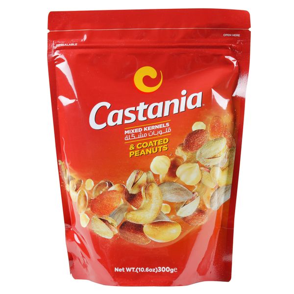 Castania BBQ Lebanese Nuts, Mixed Kernels with Roasted Kri Kri, Almonds, Pistachios, Pecans, Hazelnuts, Cashews, and Lebanese Peanuts, 10.6oz