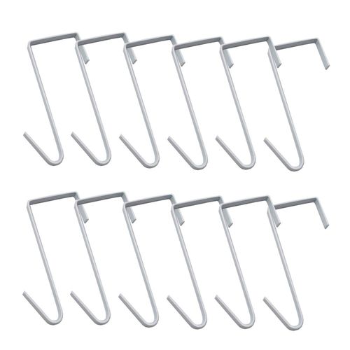 OJYUDD 12 Pack White Smart Over The Door Hook,2 Side Metal Z Hooks,S Hooks for Hanging Coats,Bags,Towels for Bathroom,Kitchen,Office