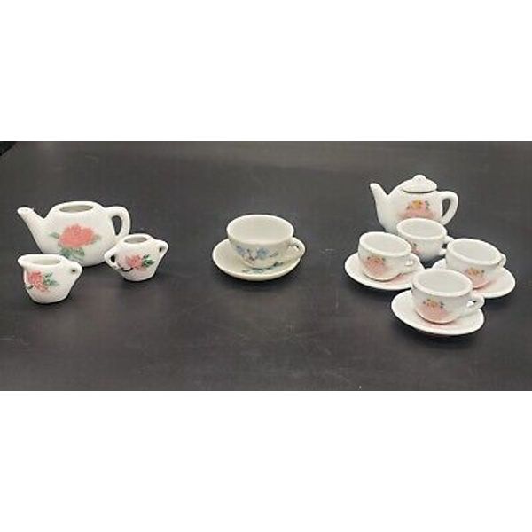 14 Piece Assorted Children s Play Tea Sets Porcelain Floral