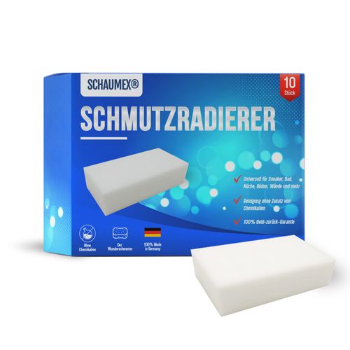 Set of 10 Schaumex Dirt Erasers - The Magic Sponge Dirt Eraser Trainer Sponge for Ceramic Hob Kitchen Bathroom