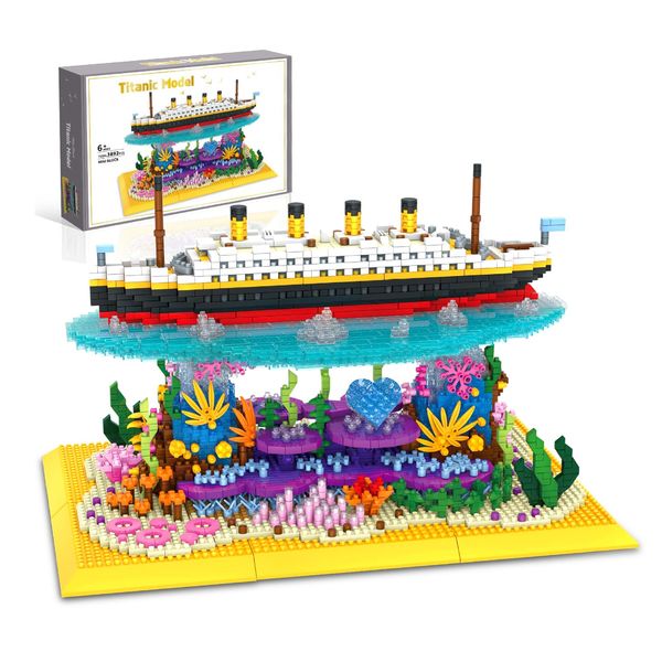 flycites Titanic Ship Micro Mini Building Blocks Set，3892PCS+ Classic Titanic Collectible Display Model Set,MOC Boat Bricks Kit Bricks Model，Great Gift for Adults/Teens