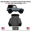 Wrangler CJ YJ 1976-1995 6PC Carpet Kit – Interior Replacement Rug Set Light Gra