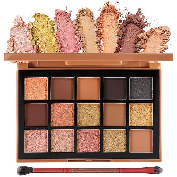 Jutqut Lidschattenpalette15 Farben Smokey, Eyeshadow Makeup Matte Shimmer Glitter Nude Naked, Warm, Cool and Natural Shades, Highly Pigmented Long Lasting Waterproof Eye Shadow Palette with Brush