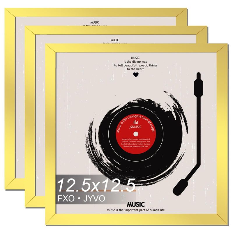 Vinyl Record Frame for the Wall Display Album Cover, Gold 12.5 x 12.5 ...