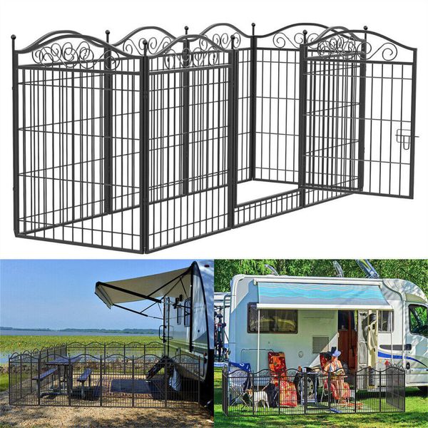 Combinable Pet Playpen Strong Dog Cage Kennel w/ Lockable Doors for Camping Yard