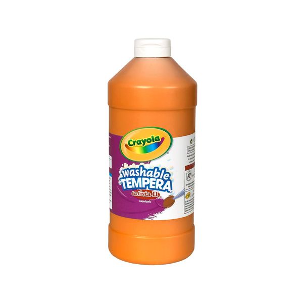 Crayola Washable Tempera Paint For Kids, Orange Paint, Classroom Supplies, Non-Toxic, 32 Oz Squeeze Bottle