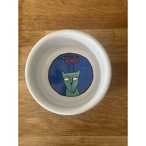 RARE URSULA DODGE JESTER CAT FOOD BOWL PET FOOD BOWL BY SIGNATURE VGC STONEWARE