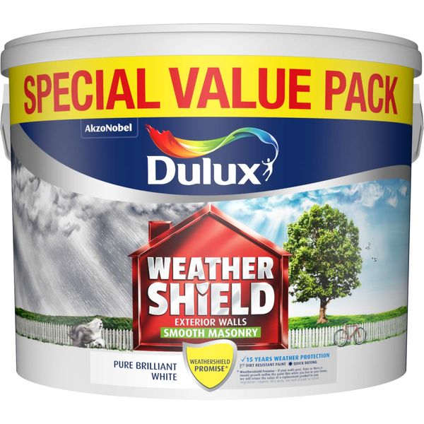 Dulux Weathershield Smooth White Masonry,Acrylic Paint 7.5L