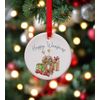 Image Industry Cavapoo Red & White Ceramic Circle Decoration Festive - Dog Gift- Hanging Decoration - Tree Decoration