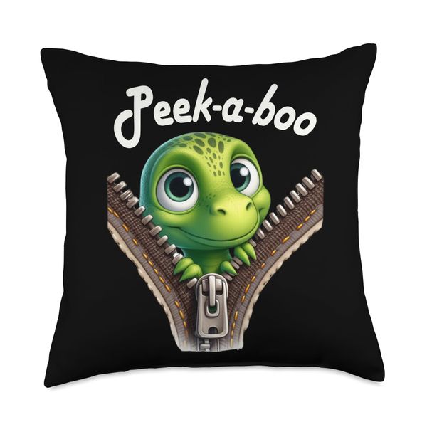 Funny - Peek-a-boo - Dinosaur Throw Pillow