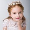 IYOU Princess Flower Shell Headband Gold Communion Headpiece Pearl Crystal Hair Tiaras Bridal Wedding Hair Accessories for Girls and Bridesmaid