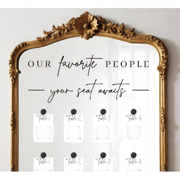 Wedding Seating Chart Decal Our Favorite People Mirror Stickers Removable Let...